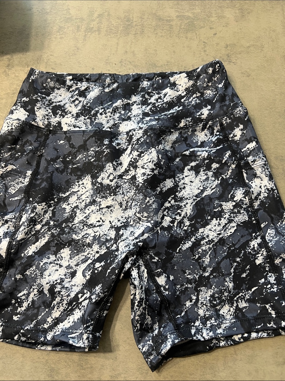 SHEIN Black and White Marble Print Bike Shorts
